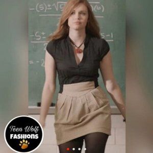 Yellow Plaid Pencil Skirt & Black Peplum Top ASO Lydia Martin